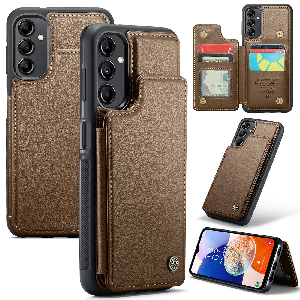 Samsung Galaxy A14 RFID blocking Wallet Cover Brown