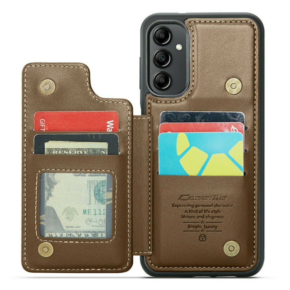 Samsung Galaxy A14 RFID blocking Wallet Cover Brown