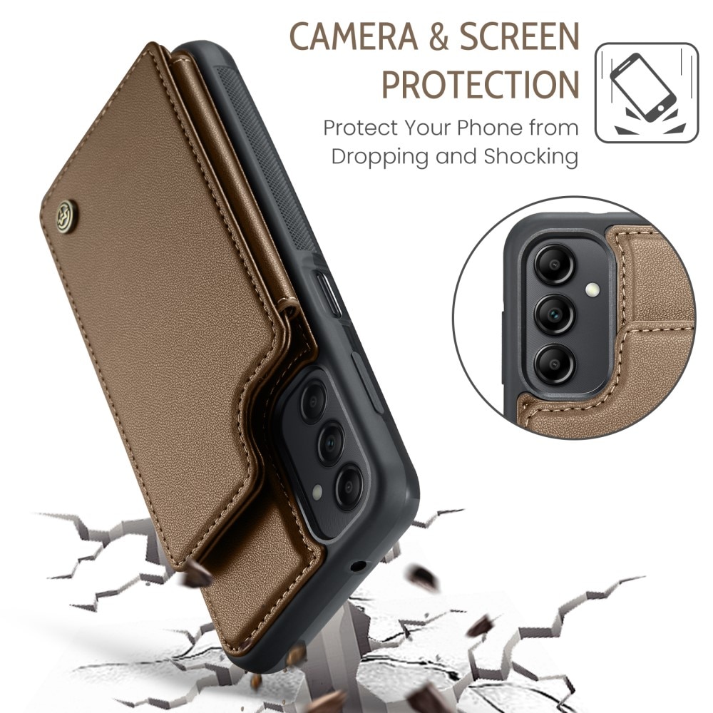 Samsung Galaxy A14 RFID blocking Wallet Cover Brown