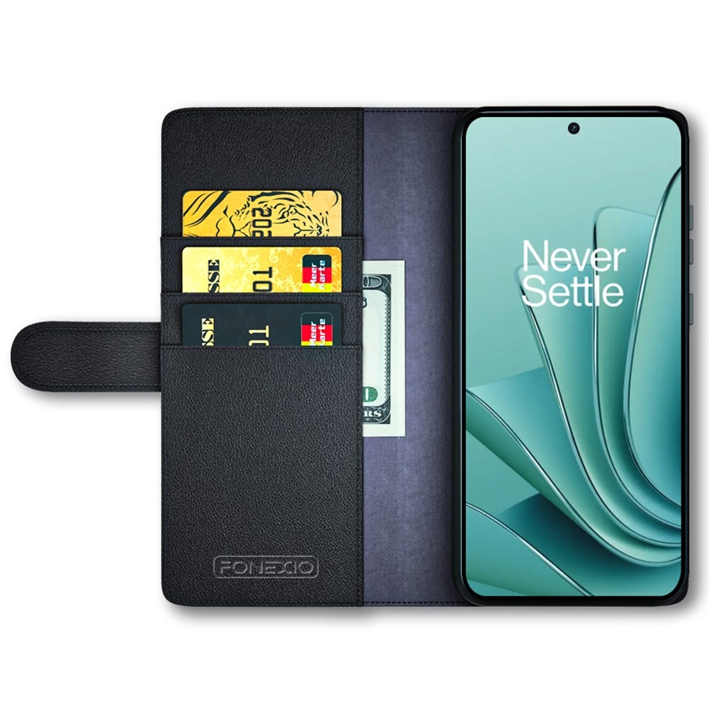 OnePlus Nord 3 Genuine Leather Wallet Case Black