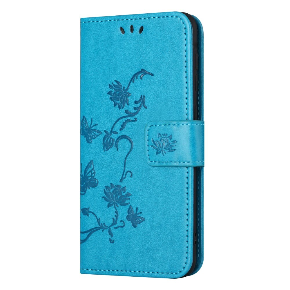 Nokia C22 Leather Cover Imprinted Butterflies Blue