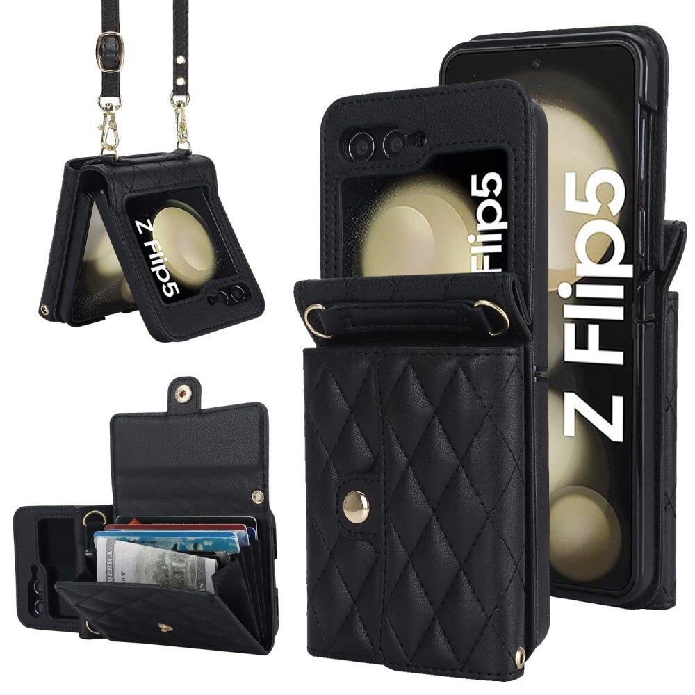 Samsung Galaxy Z Flip 6 RFID blocking Wallet/Purse Quilted Black