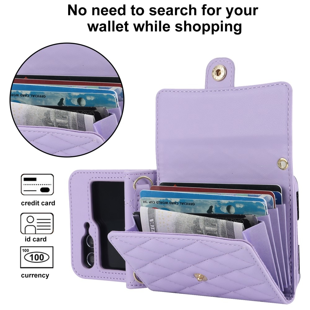 Samsung Galaxy Z Flip 5 RFID blocking Wallet/Purse Quilted Purple