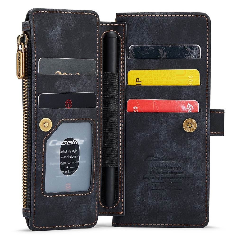 Samsung Galaxy Z Fold 5 Zipper Wallet Book Cover Black