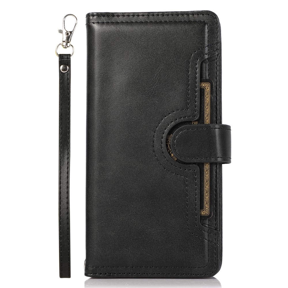 iPhone 15 Zipper Multi-slot Leather Cover Black