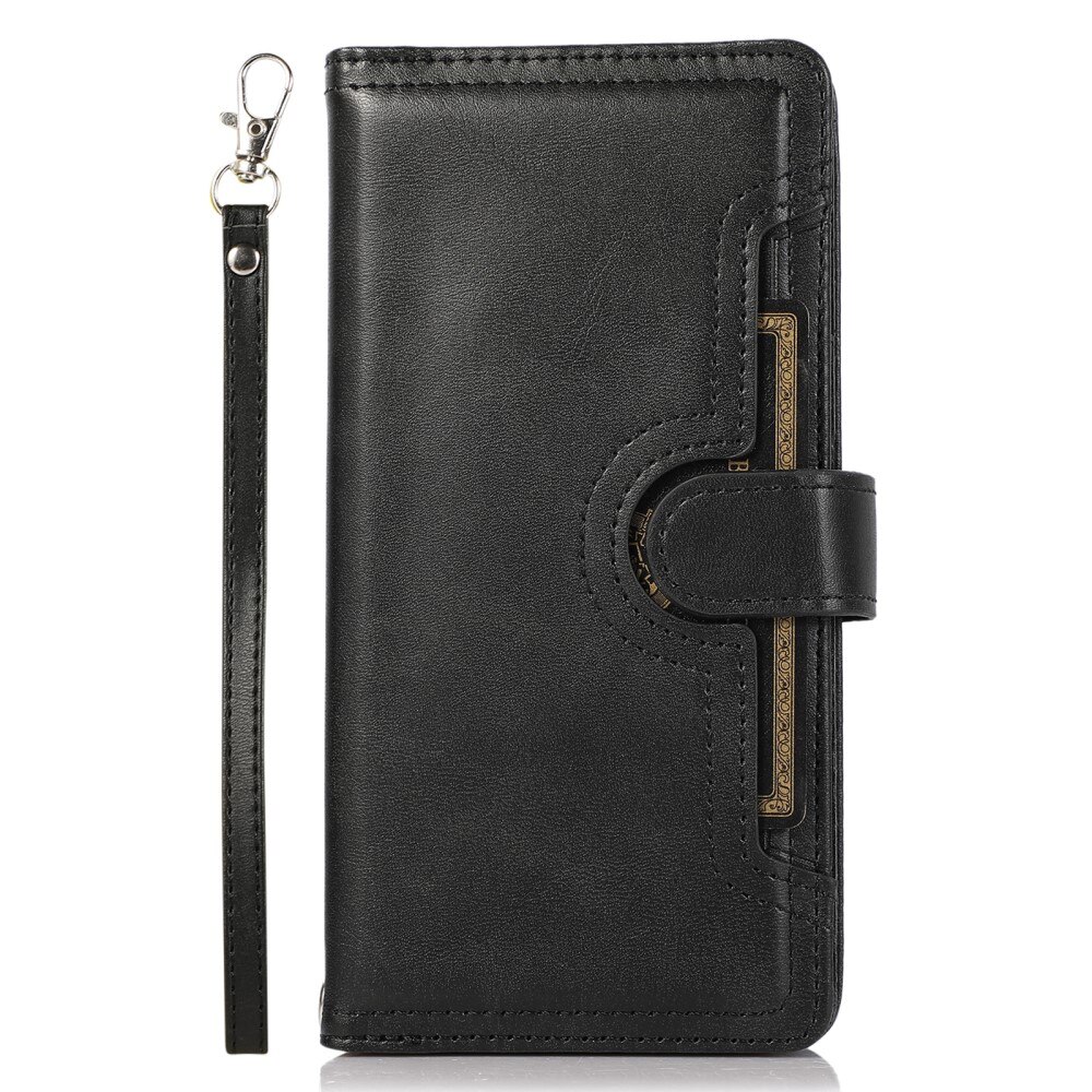 iPhone 15 Pro Zipper Multi-slot Leather Cover Black