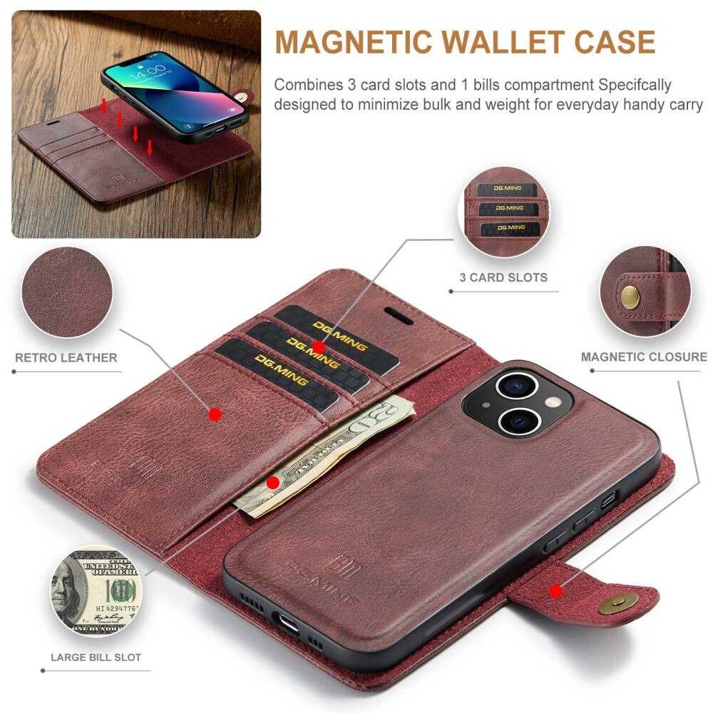 iPhone 15 Plus Magnet Wallet Red