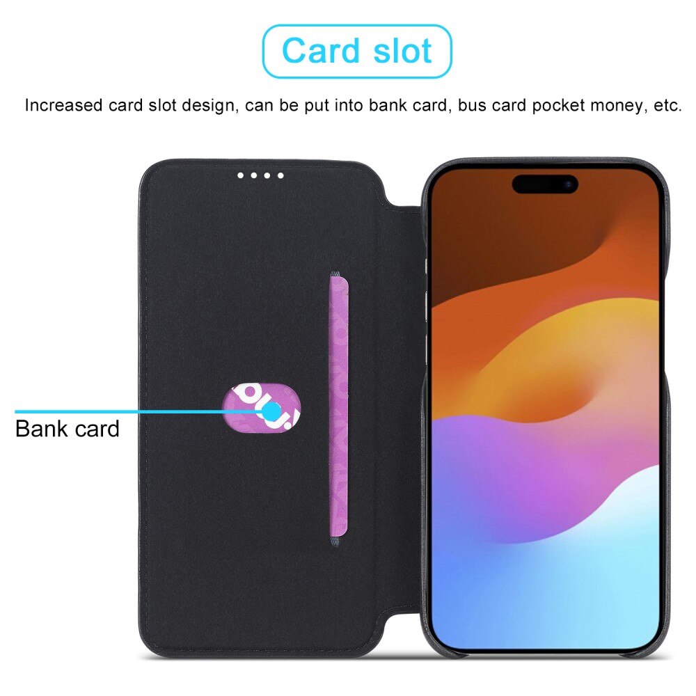iPhone 15 Plus Slim Wallet Case Black