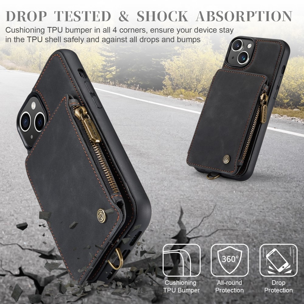 iPhone 15 Plus RFID blocking Multi-Slot Case Black