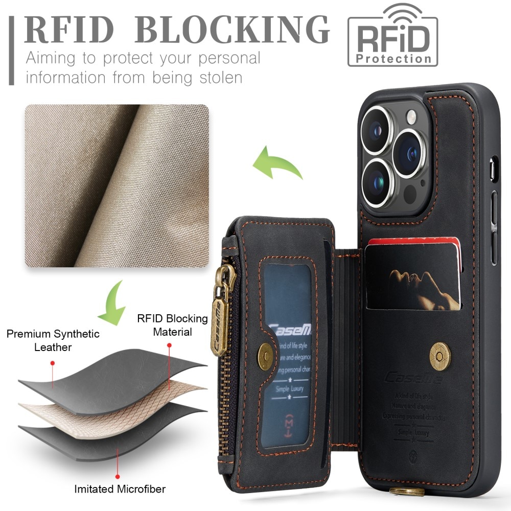 iPhone 15 Pro RFID blocking Multi-Slot Case Black