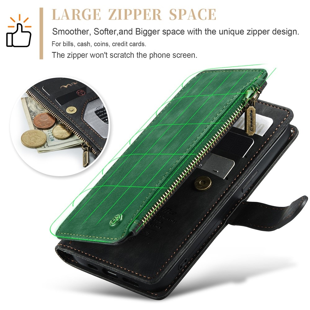 Apple iPhone 15 Plus Zipper Wallet Book Cover Black