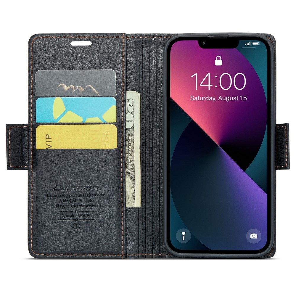 iPhone 15 RFID blocking Slim Wallet Case Black