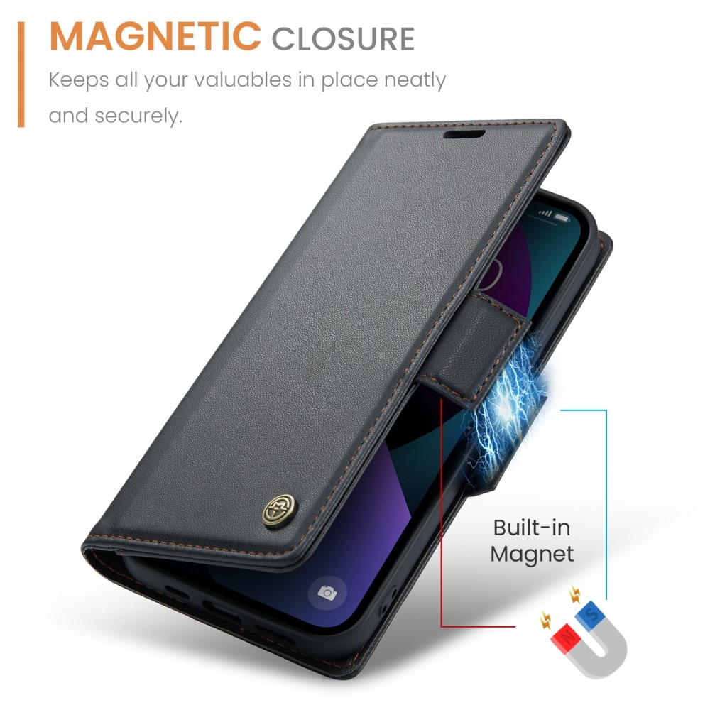 iPhone 15 RFID blocking Slim Wallet Case Black