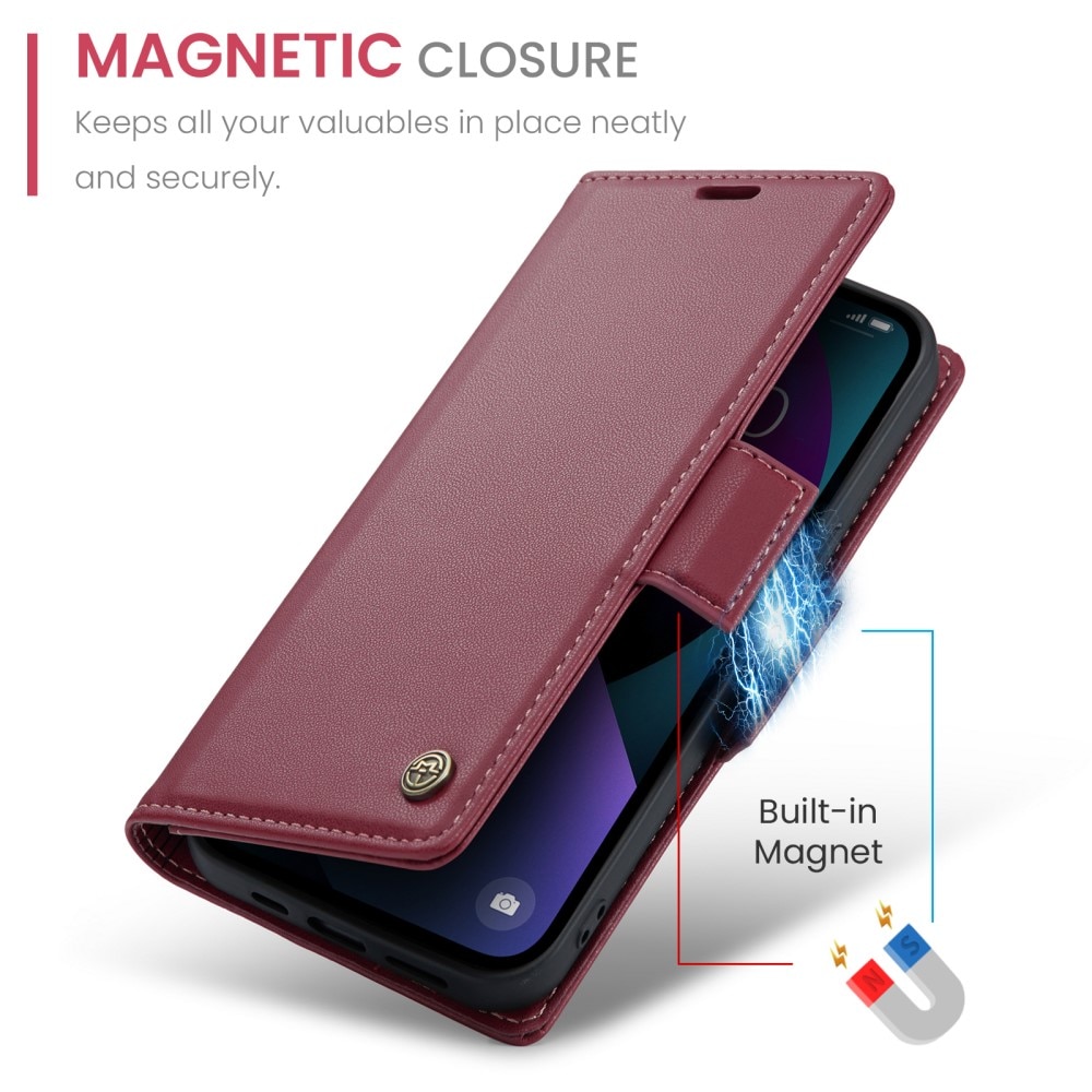 iPhone 15 RFID blocking Slim Wallet Case Red