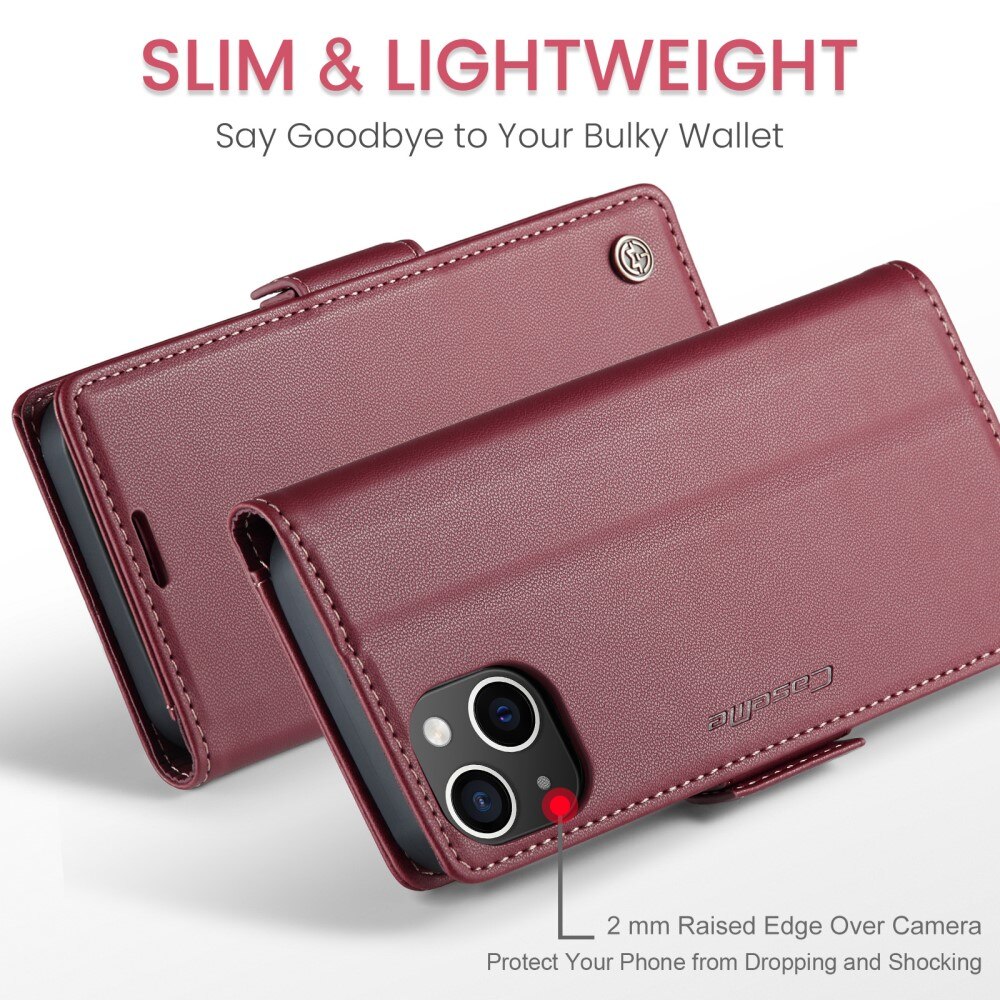 iPhone 15 RFID blocking Slim Wallet Case Red