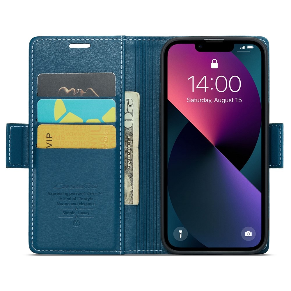 iPhone 15 RFID blocking Slim Wallet Case Blue