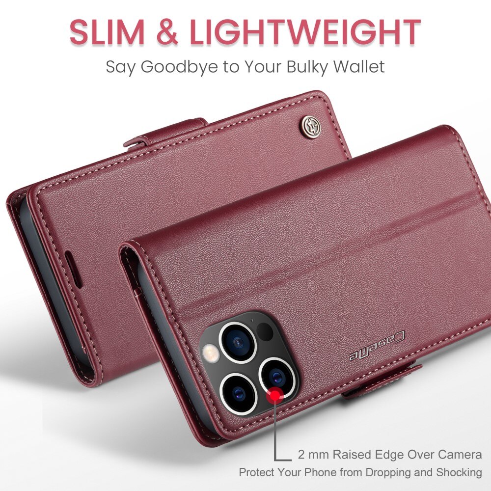 iPhone 15 Pro RFID blocking Slim Wallet Case Red