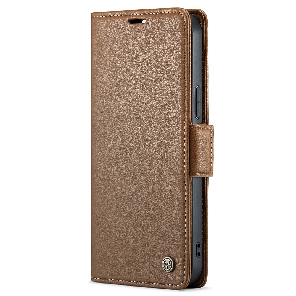 iPhone 15 Pro RFID blocking Slim Wallet Case Brown