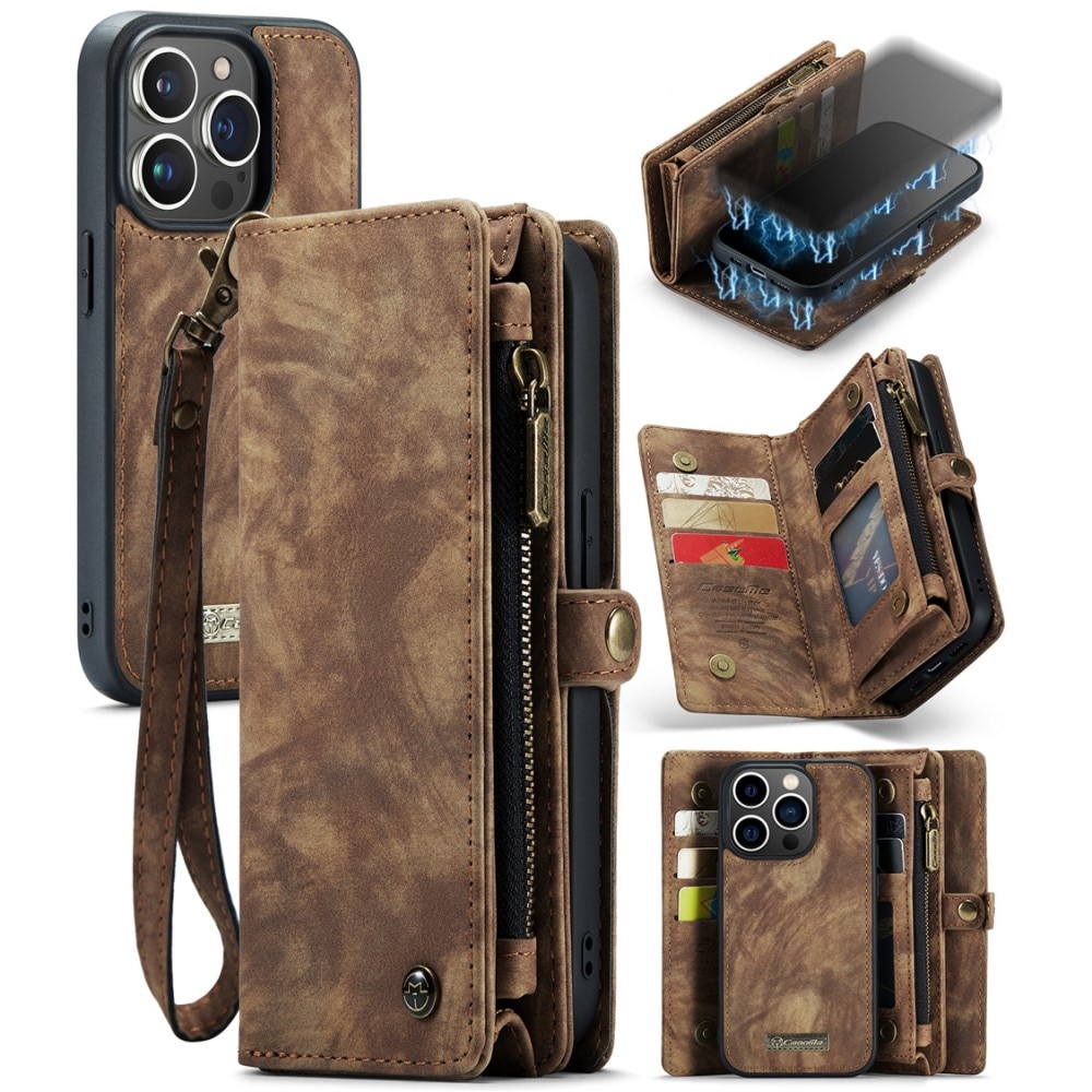 iPhone 15 Pro Max Multi-slot Wallet Case Brown