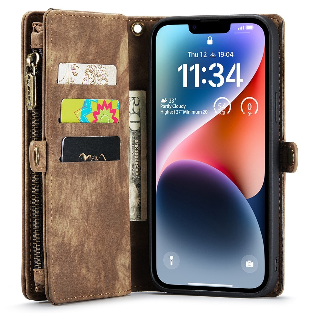 iPhone 15 Pro Max Multi-slot Wallet Case Brown