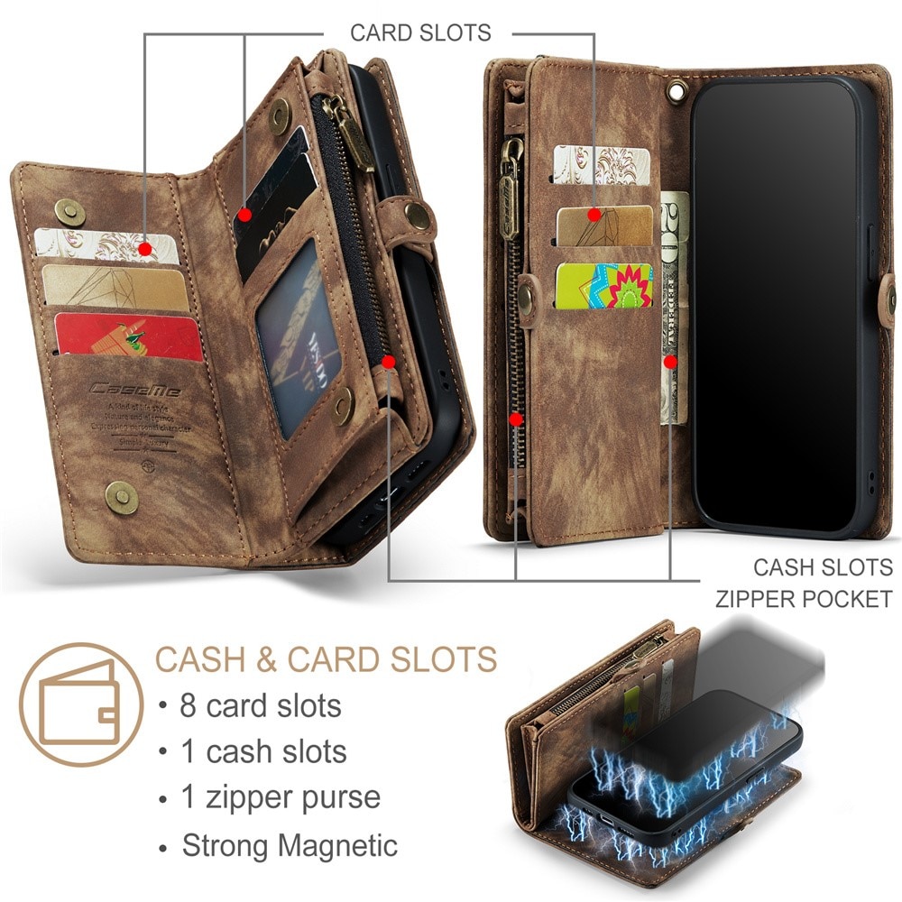 iPhone 15 Pro Max Multi-slot Wallet Case Brown