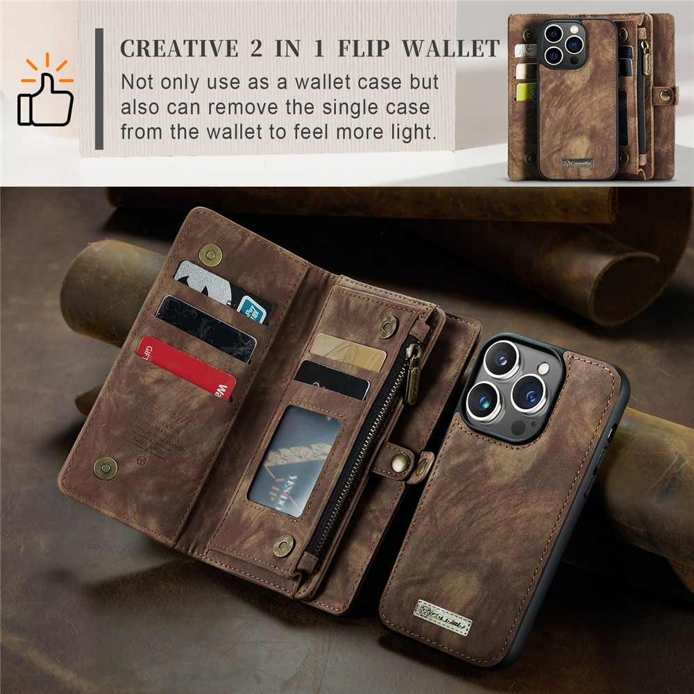 iPhone 15 Pro Max Multi-slot Wallet Case Brown