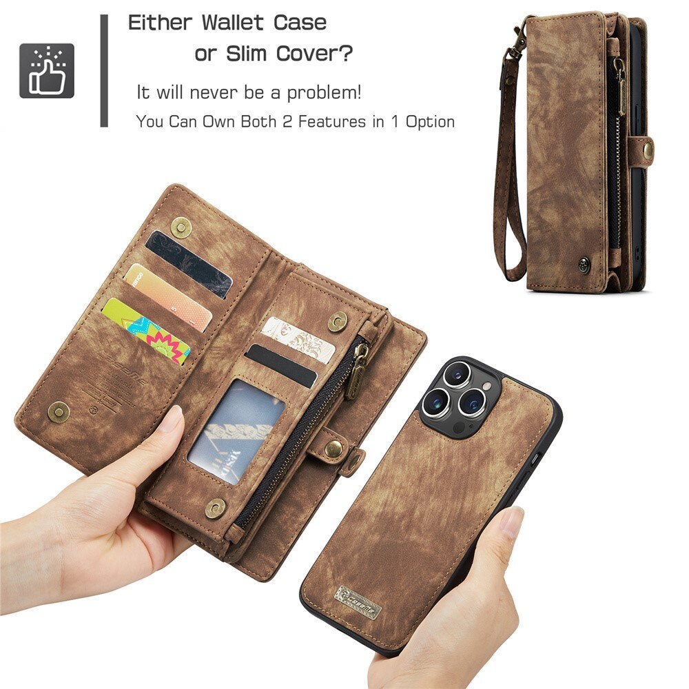 iPhone 15 Pro Max Multi-slot Wallet Case Brown