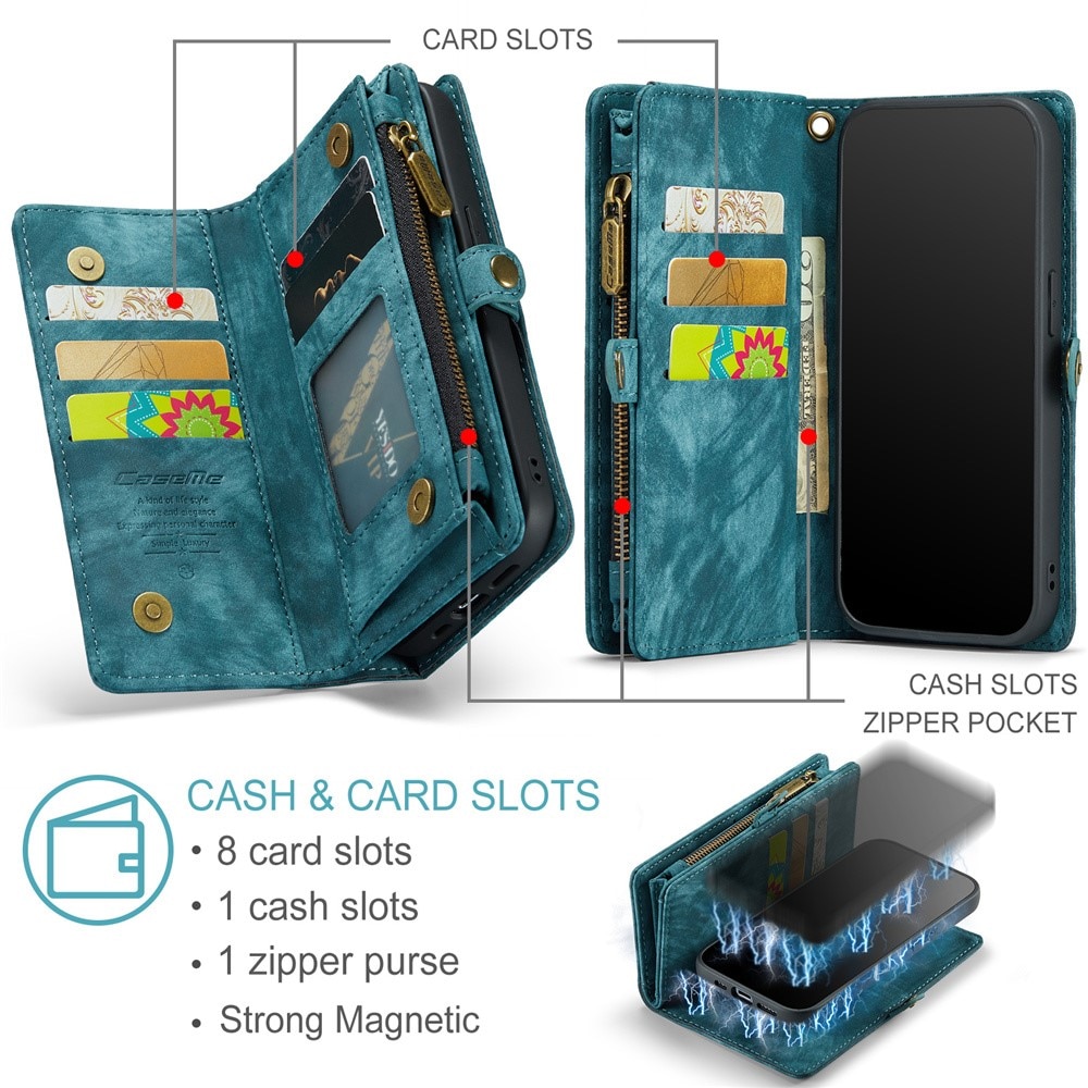 iPhone 15 Pro Max Multi-slot Wallet Case Blue