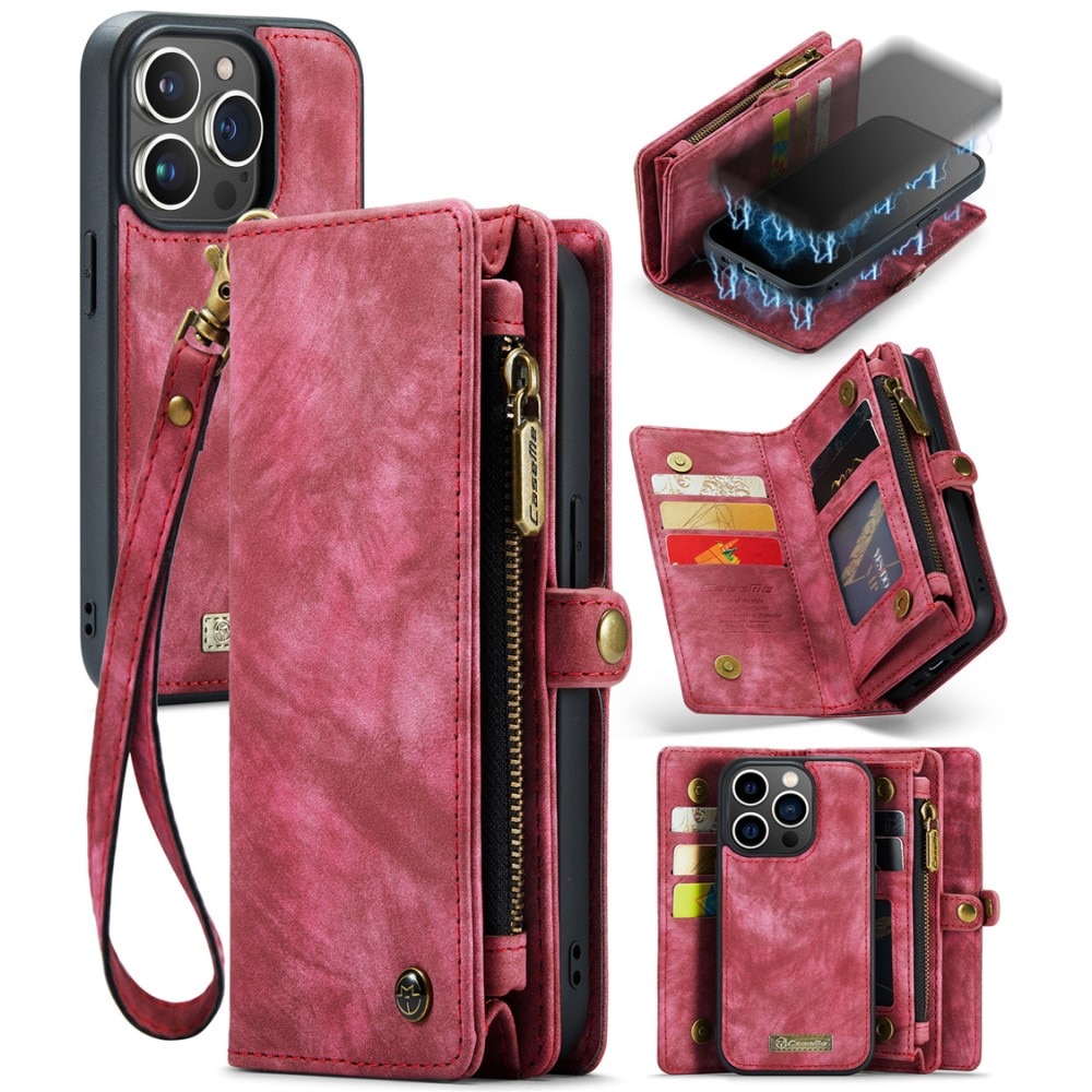 iPhone 15 Pro Max Multi-slot Wallet Case Red