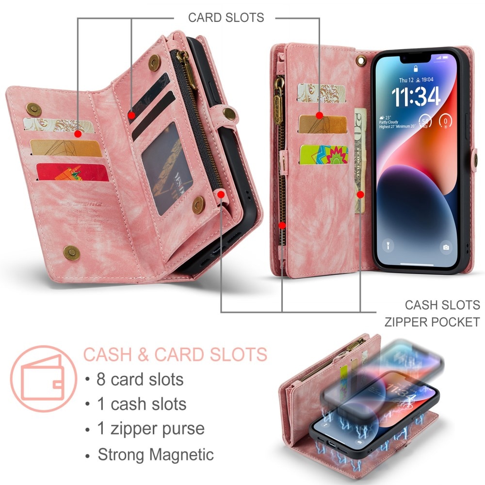 iPhone 15 Multi-slot Wallet Case Pink