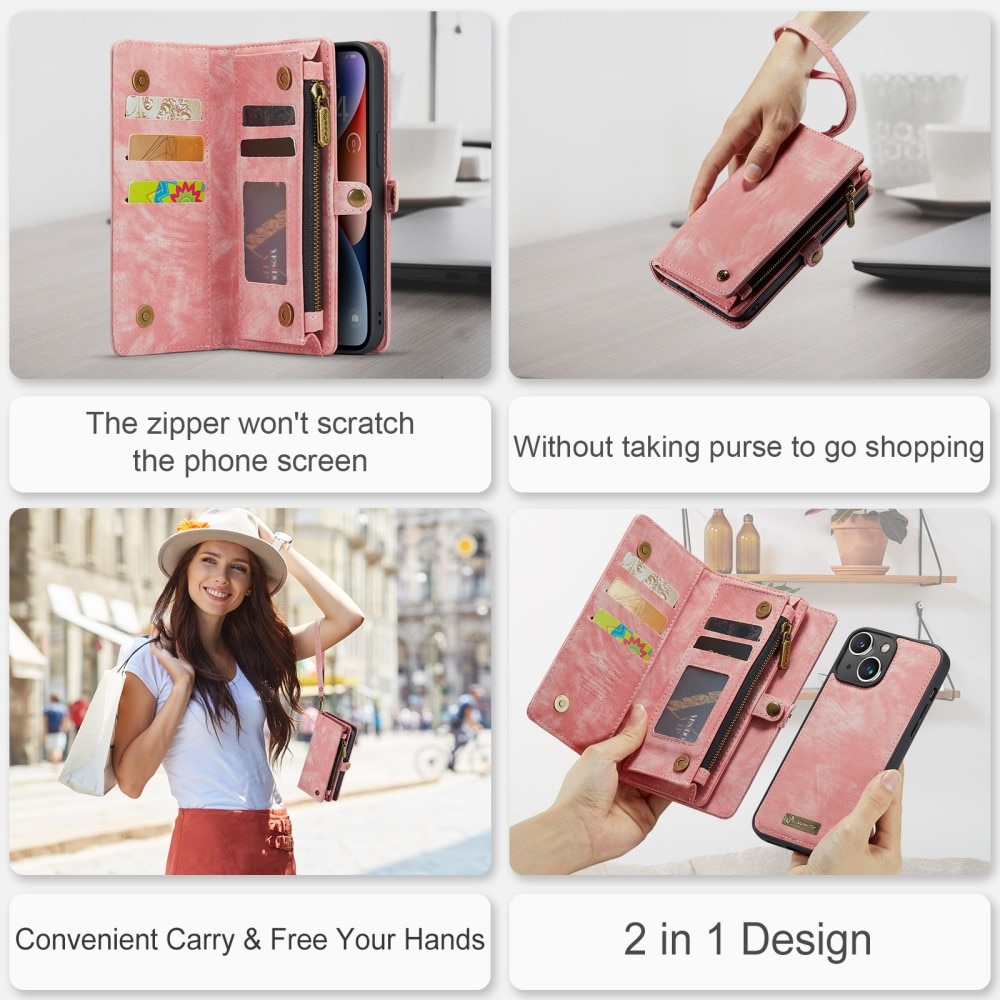 iPhone 15 Multi-slot Wallet Case Pink