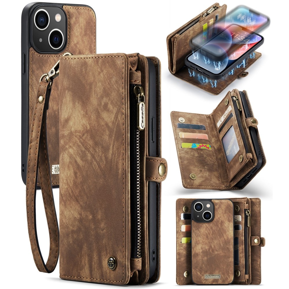 iPhone 15 Plus Multi-slot Wallet Case Brown