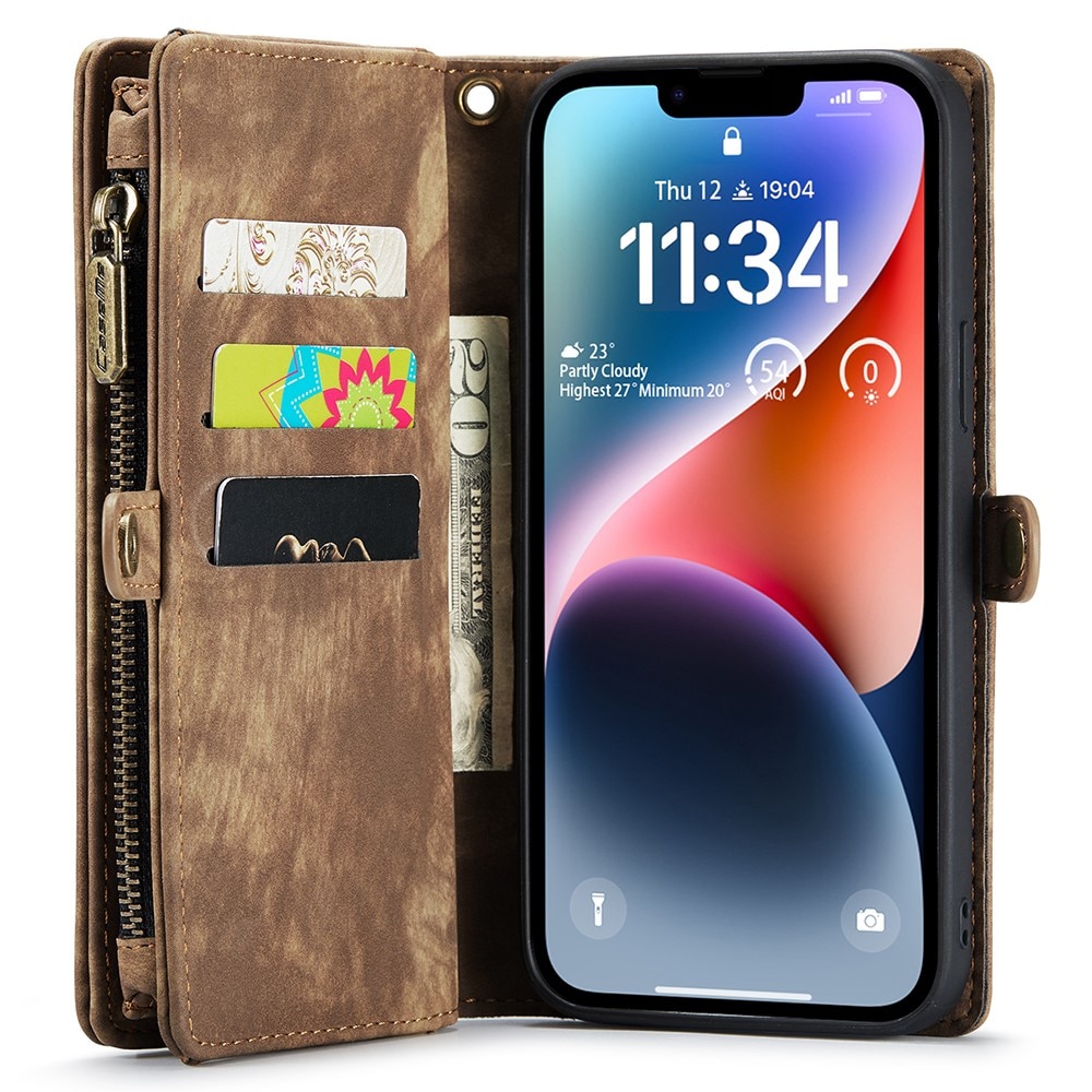 iPhone 15 Plus Multi-slot Wallet Case Brown