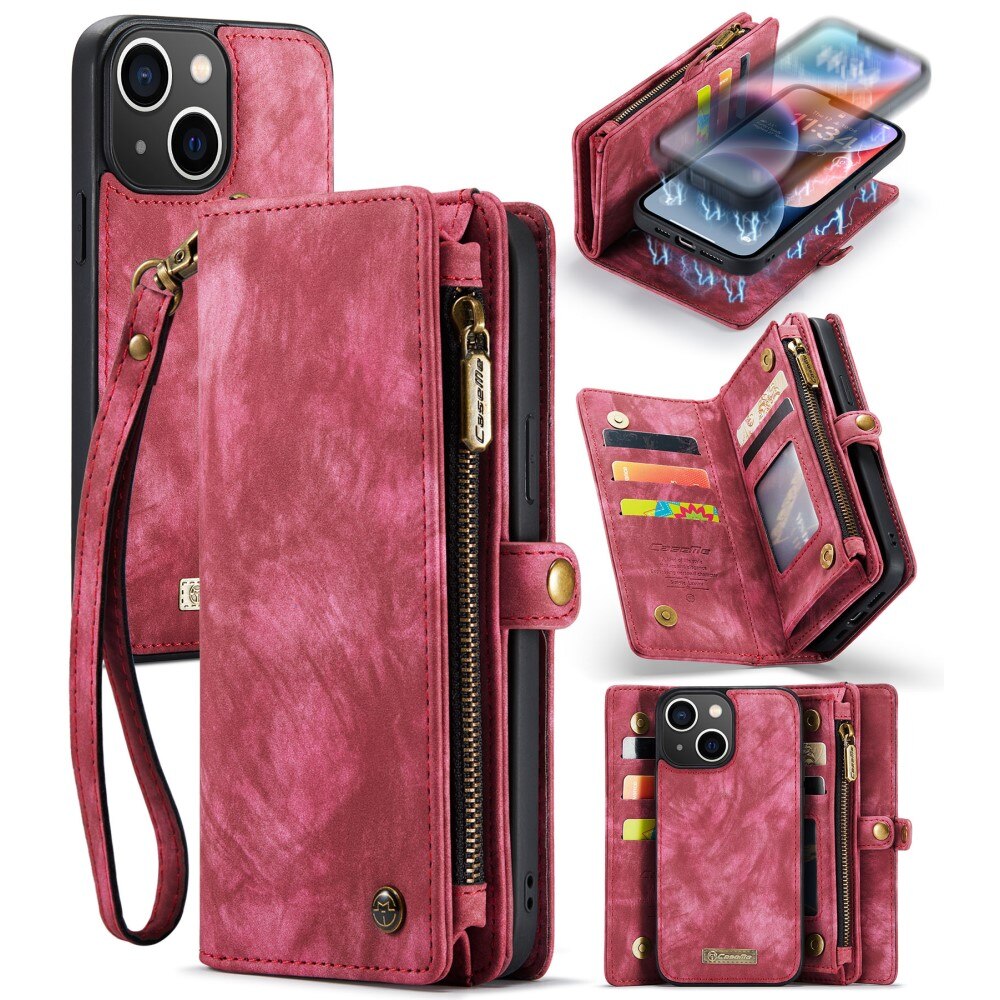 iPhone 15 Plus Multi-slot Wallet Case Red