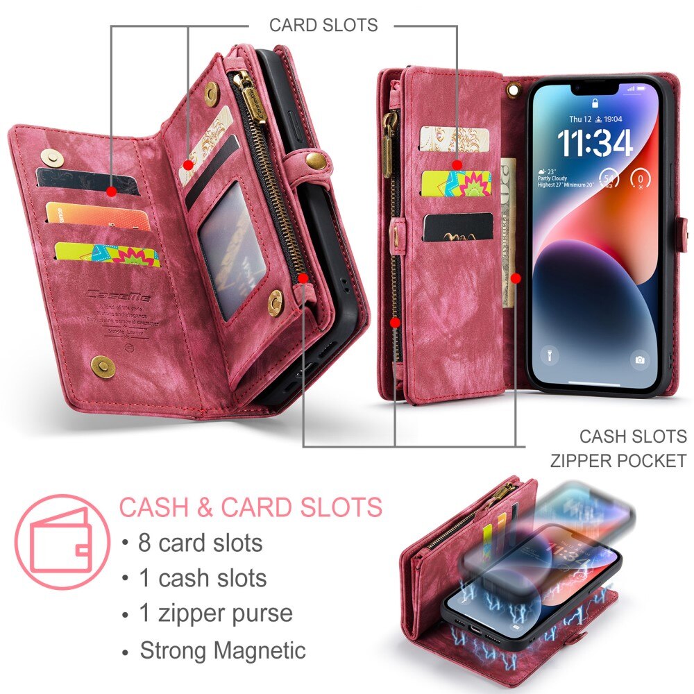 iPhone 15 Plus Multi-slot Wallet Case Red