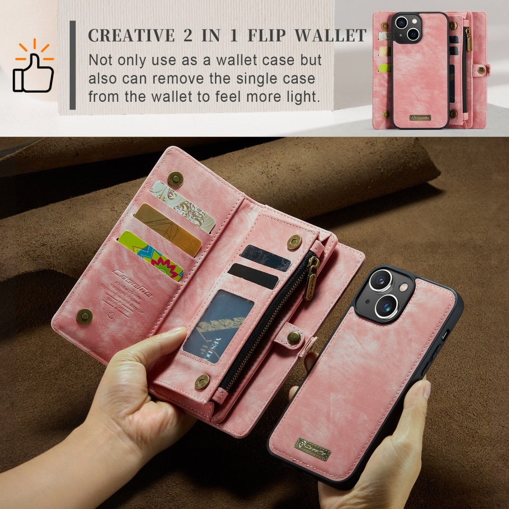 iPhone 15 Plus Multi-slot Wallet Case Pink