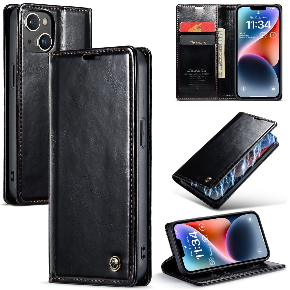 iPhone 15 Leather Cover Black