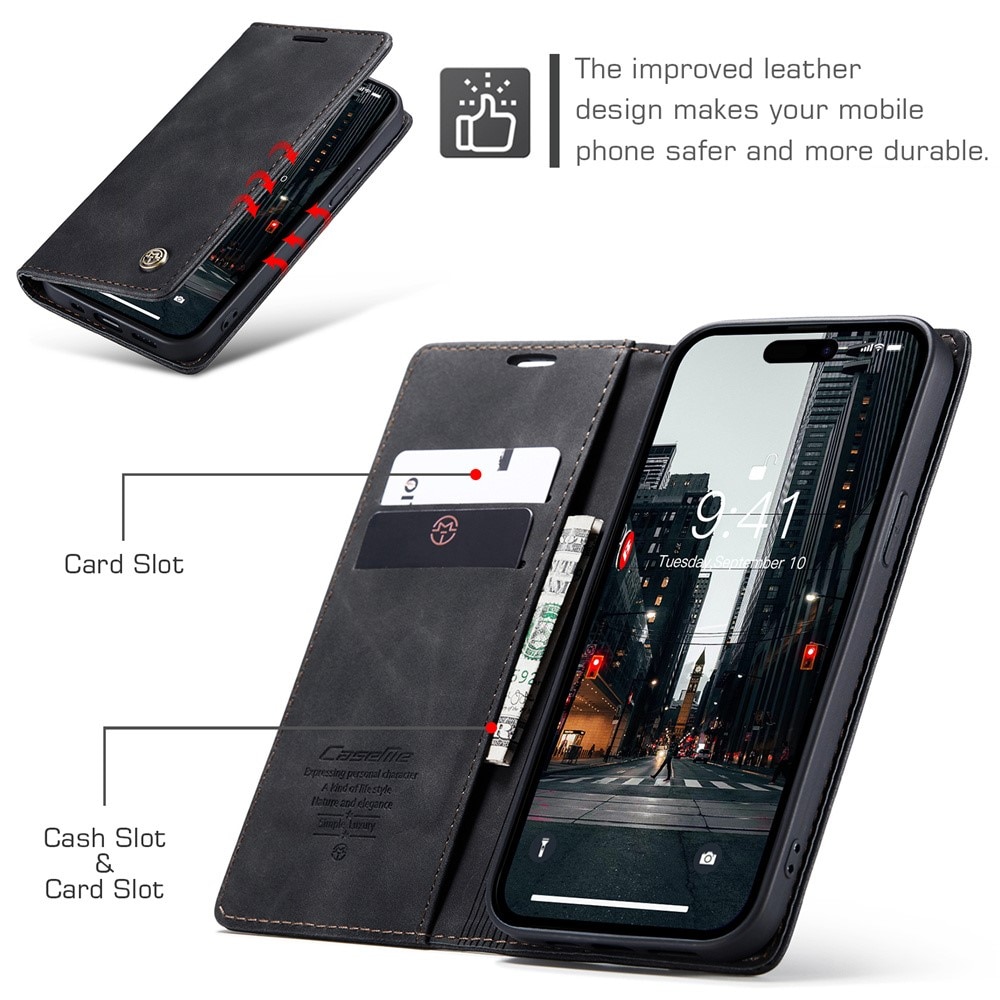 iPhone 15 Pro Slim Wallet Case Black