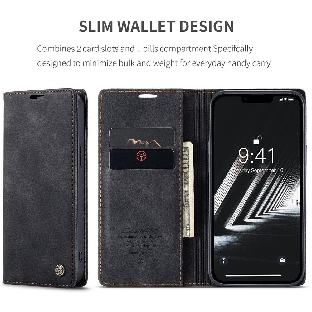 iPhone 15 Slim Wallet Case Black