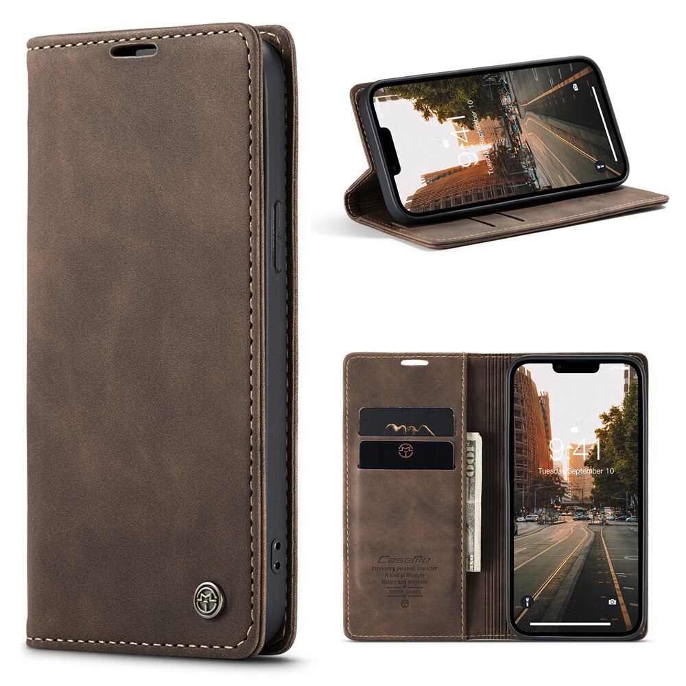 iPhone 15 Slim Wallet Case Brown