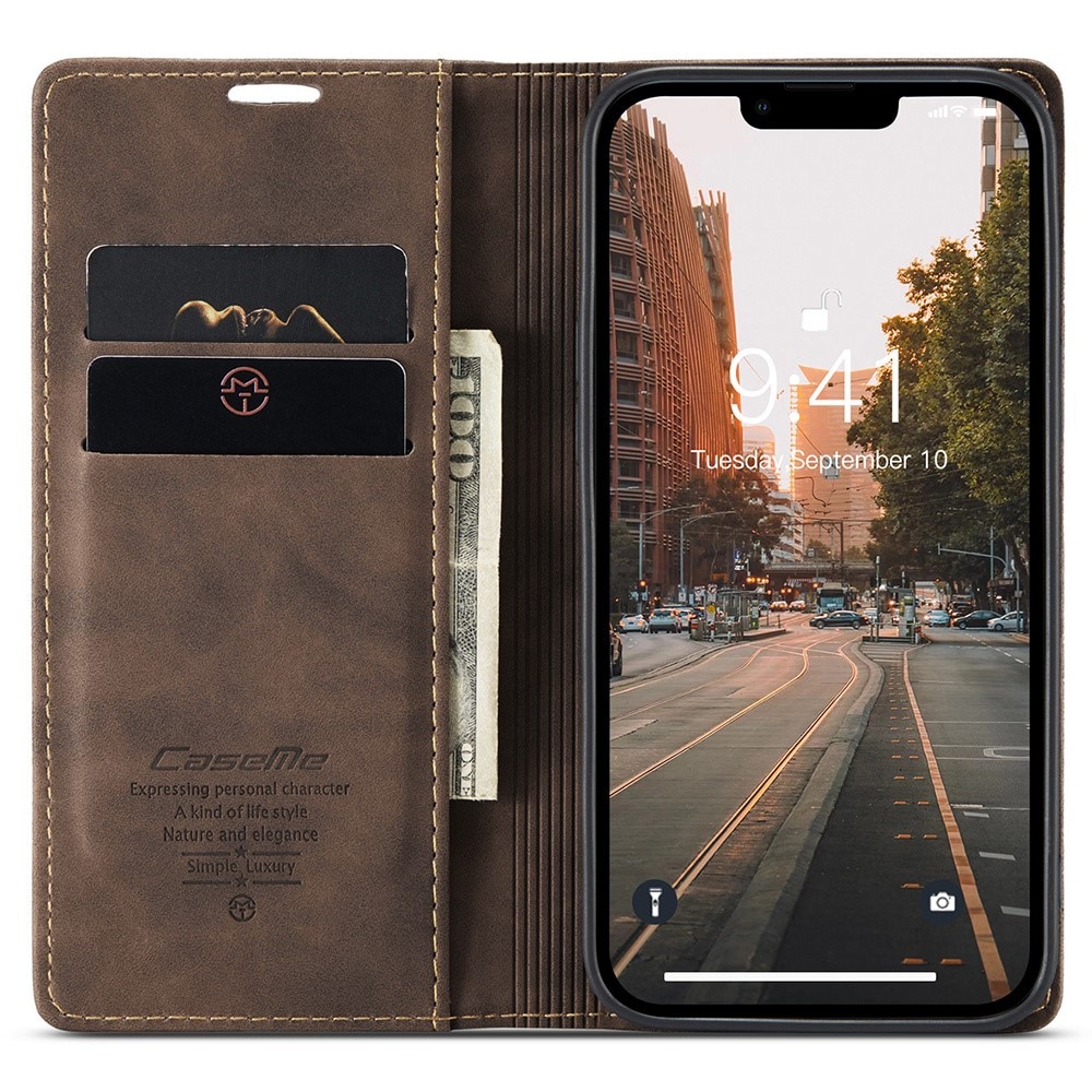 iPhone 15 Slim Wallet Case Brown