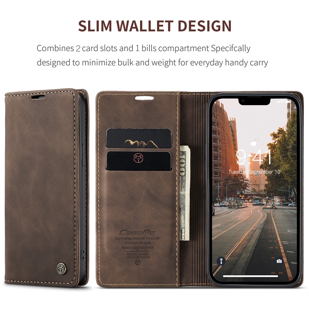 iPhone 15 Slim Wallet Case Brown