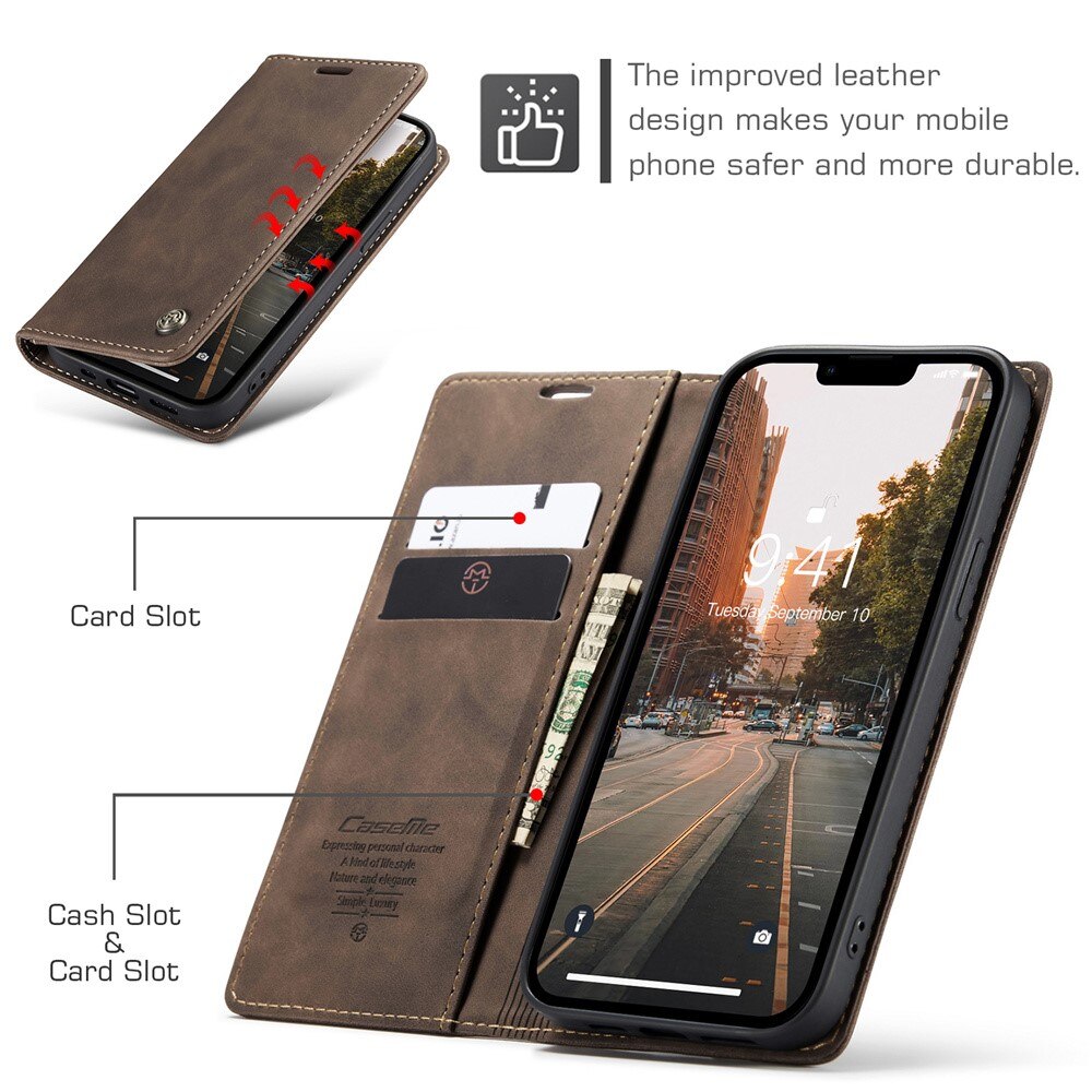 iPhone 15 Slim Wallet Case Brown