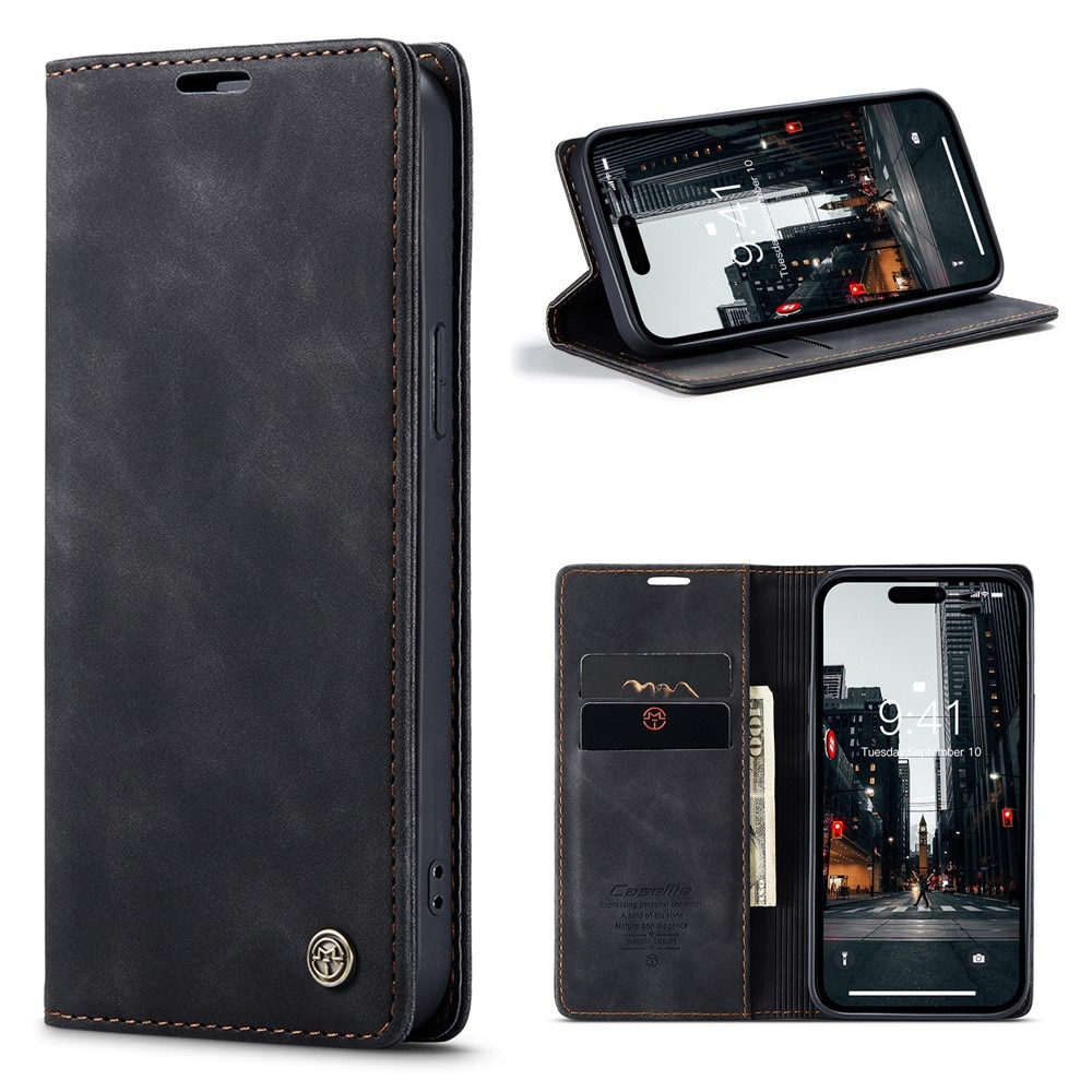 iPhone 15 Pro Max Slim Wallet Case Black