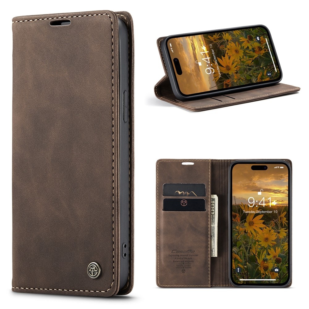 iPhone 15 Pro Max Slim Wallet Case Brown