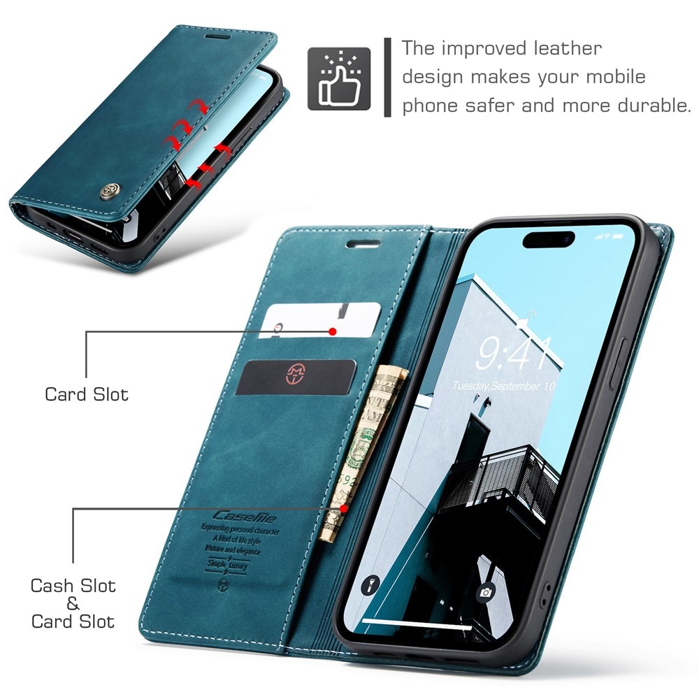 iPhone 15 Pro Max Slim Wallet Case Blue