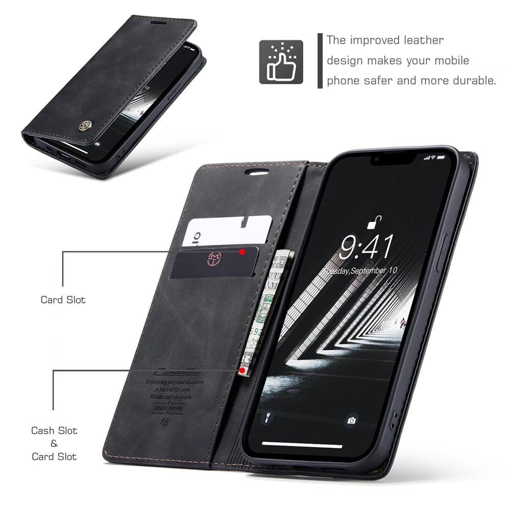 iPhone 15 Plus Slim Wallet Case Black