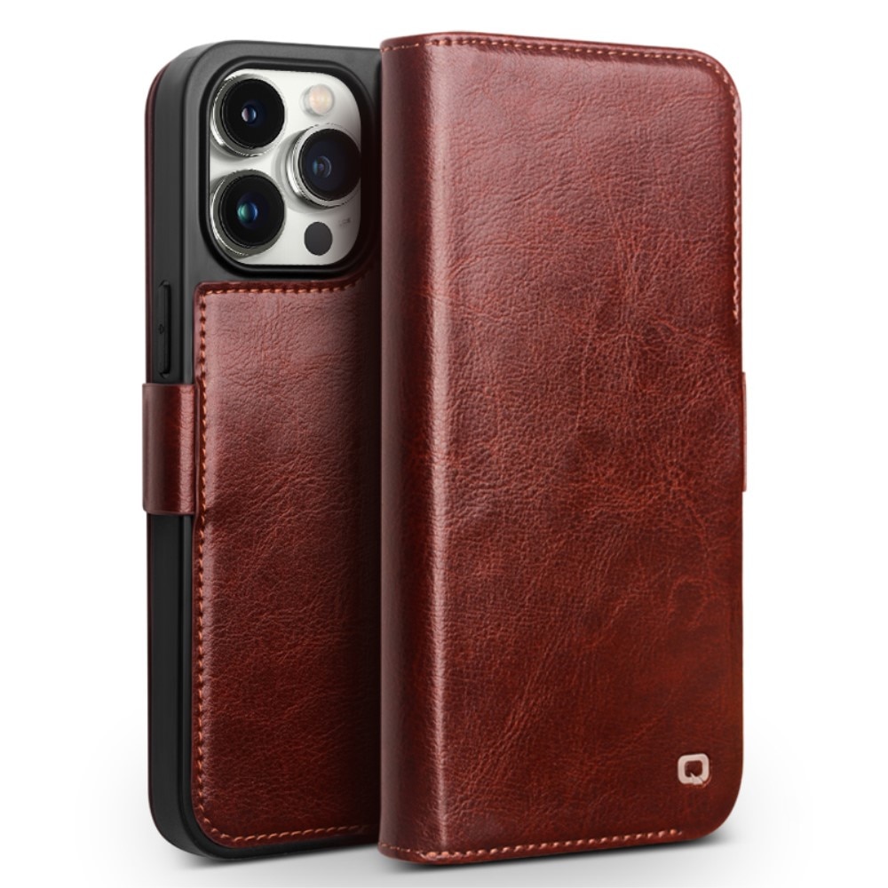 iPhone 15 Pro Max Leather Wallet Case Brown