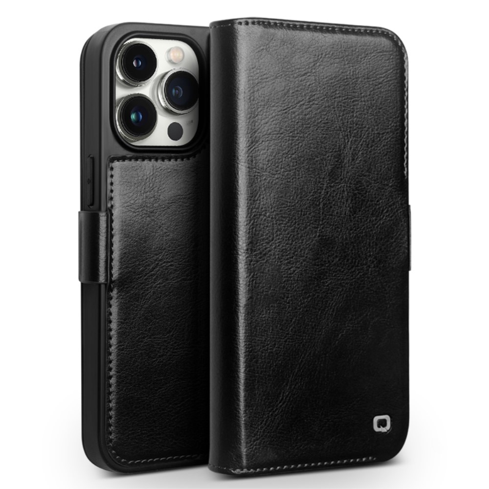iPhone 15 Pro Leather Wallet Case Black