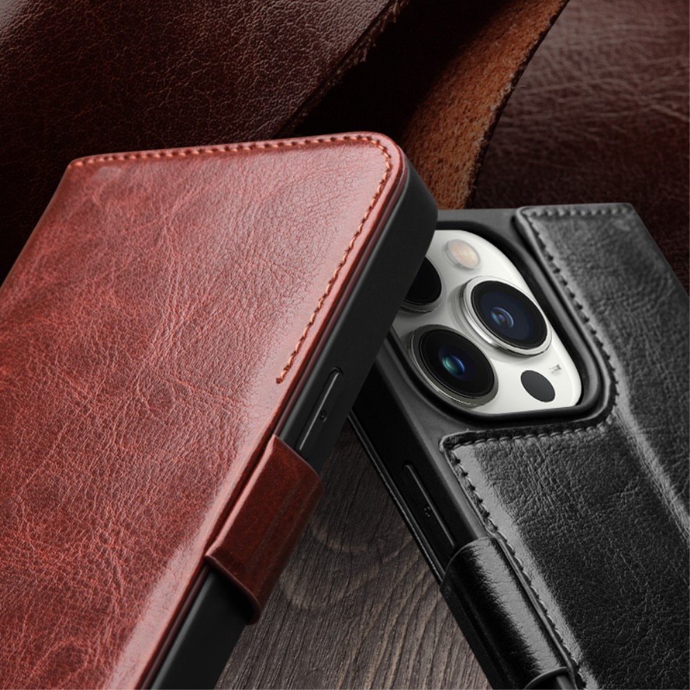 iPhone 15 Pro Leather Wallet Case Cognac